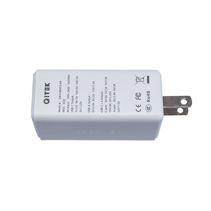 65w USB A+C Charger 2-Port PD Charger GaN Fast Charging Wall Charger Adapter for Laptop Phone