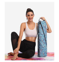 Printed Yoga Mat Bag Waterproof PU Mat Carrier Knapsack With Shoulder Strap