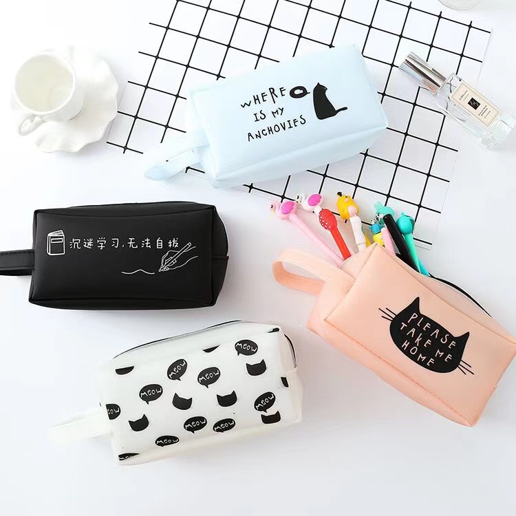 Jelly Glue Cartoon Student Pencil Case Bag With Large Capacity Cute School Pencil Bags