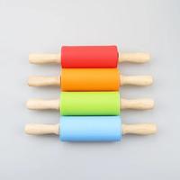 Mini Silicone Rolling Pin With Wood Handles Backing Dough Roller Tools
