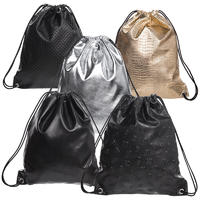 Hot Sale PU Gift Bags Drawstring Backpack For Women Custom Logo PU Drawstring Bags